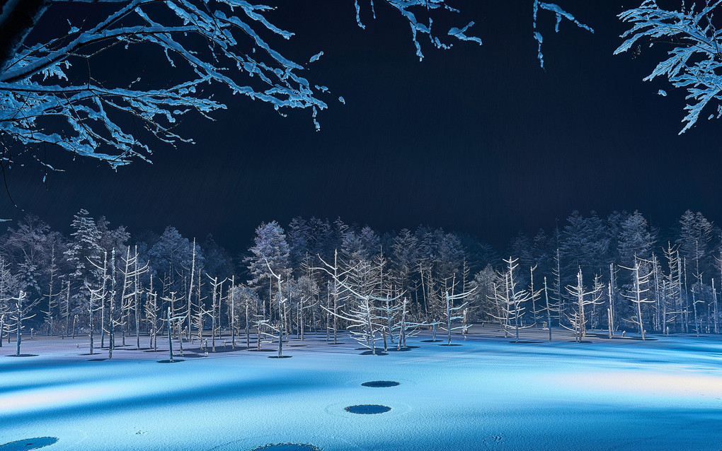 氷雪の青い池