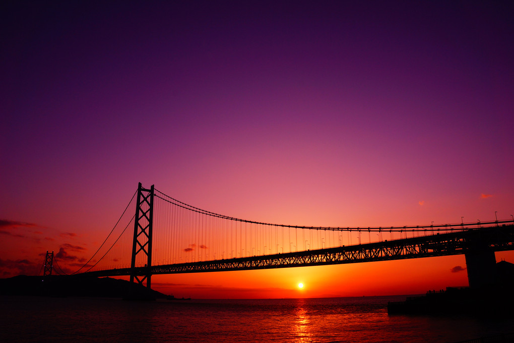 夕景の明石大橋