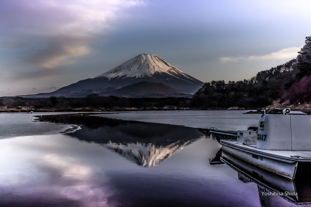 精進湖のW富士