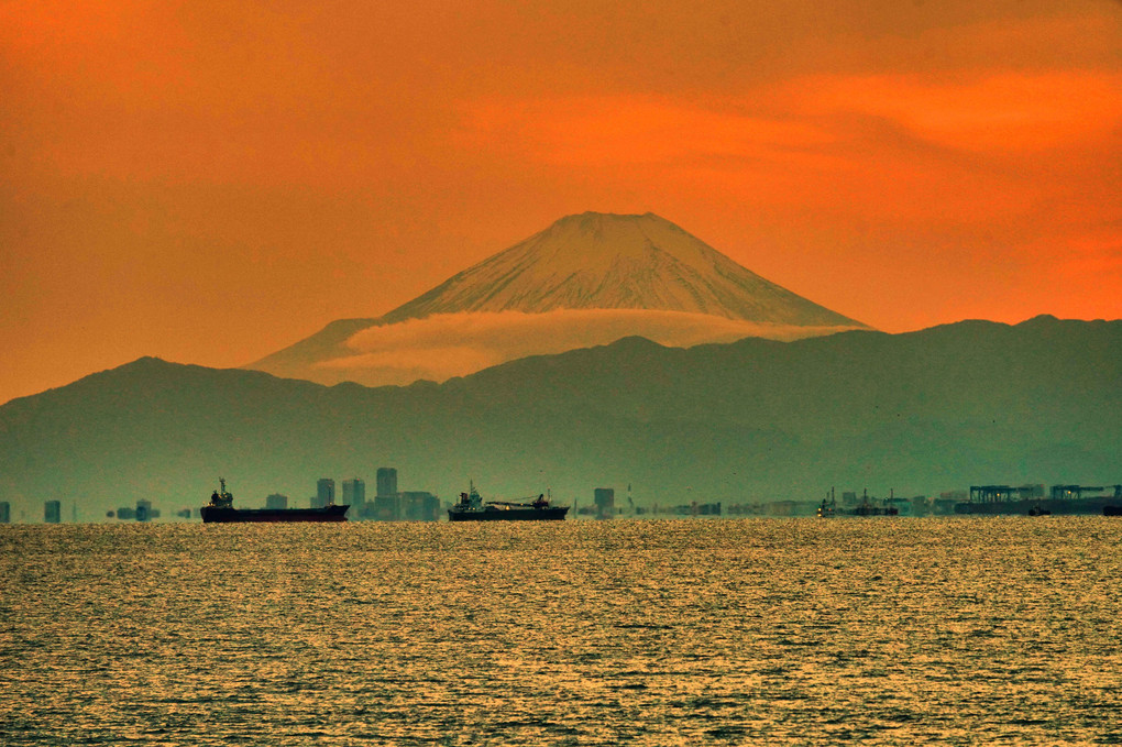 検見川浜から見る東京湾の夕景