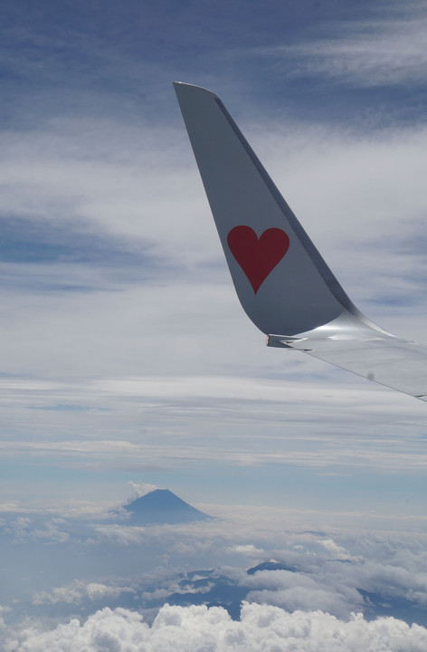 飛行機から富士山