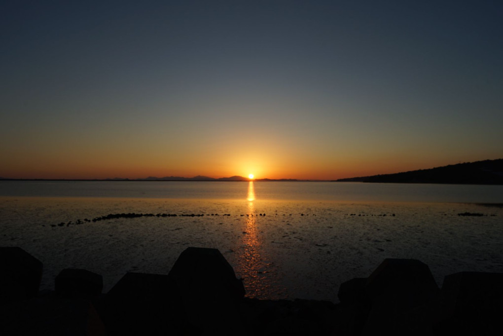 八代湾の干潟、平成最後の大晦日落日