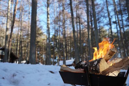 冬キャンプで焚き火