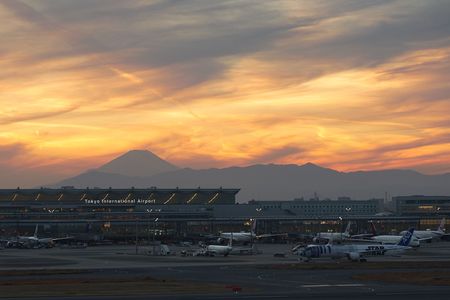 羽田空港★富士山★夕焼け　