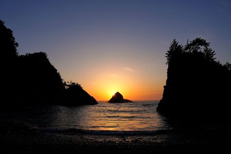 夕日と山陰松島