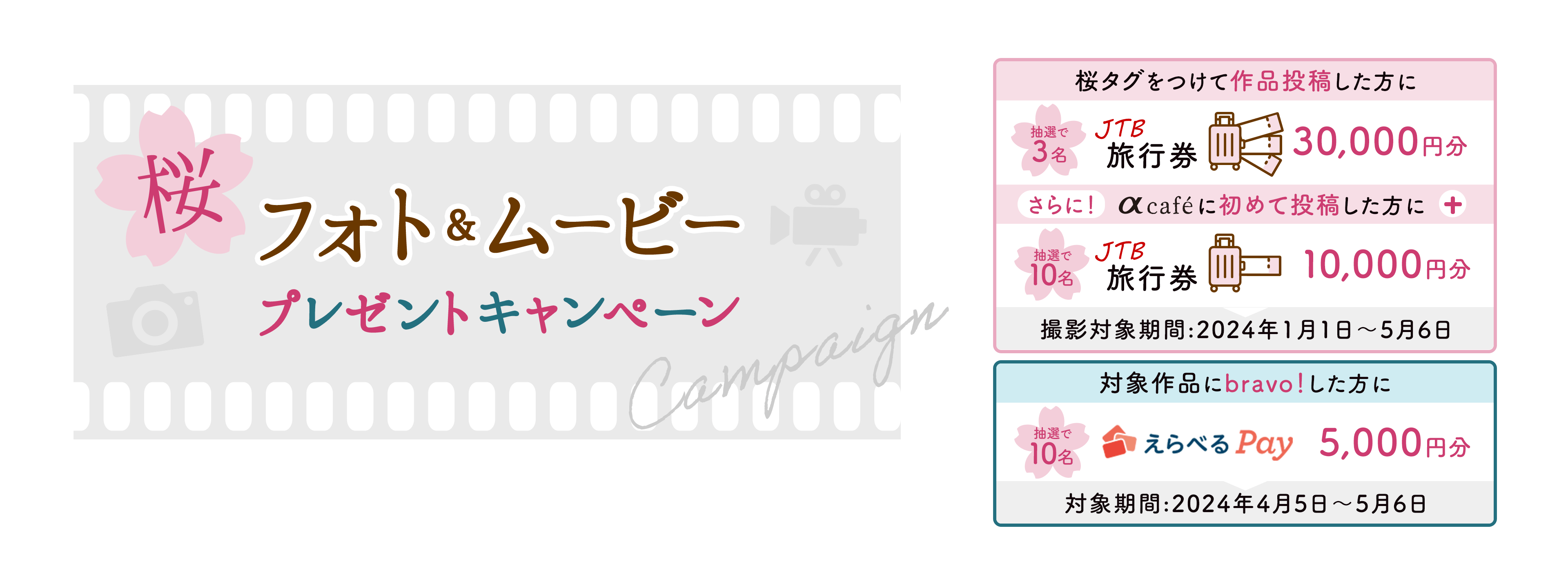 桜のフォト＆ムービープレゼントキャンペーン 応募期間：2024年4月5日～2024年5月6日
