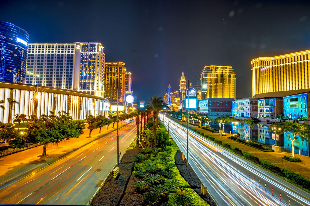 Night View of Casino Resorts in Macau
