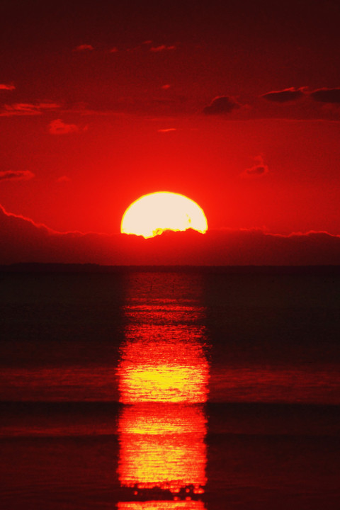 サロマ湖の日没