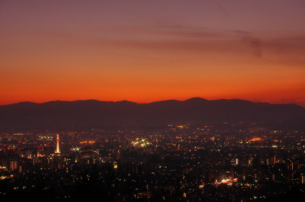京都の夕闇　―将軍塚にて―