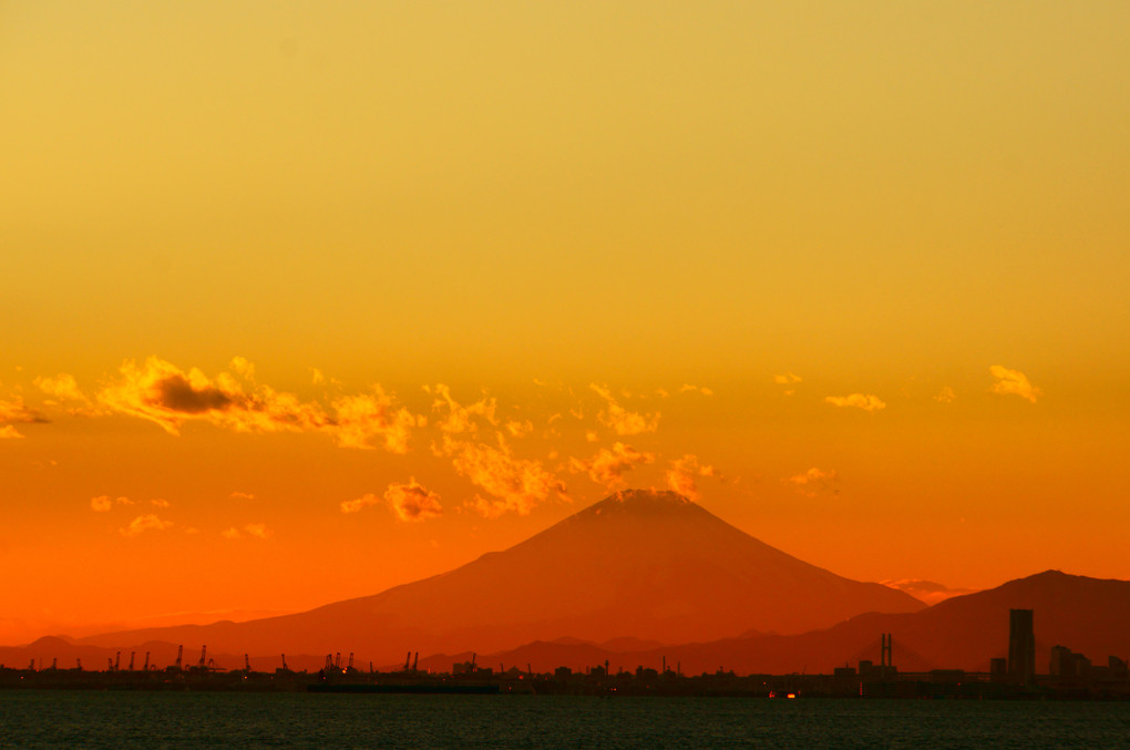 東京湾と影富士