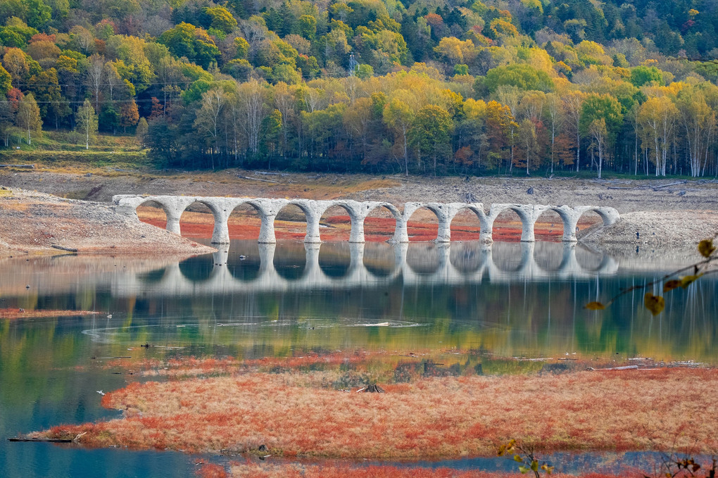 秋のタウシュベツ川橋梁