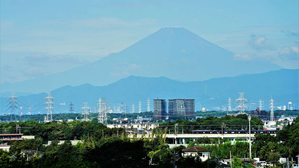 今朝の富士山　相鉄・いずみ野線「ヨコハマネイビーブルー」の車両と共に❣