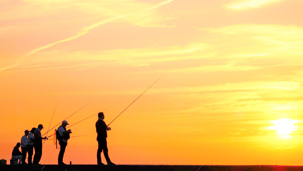 釣り人たちの朝