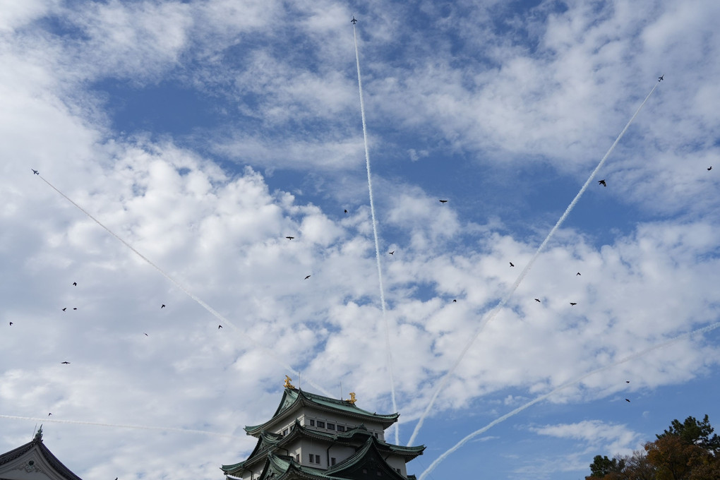 ブルーインパルス名古屋城上空展示飛行