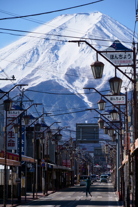 富士山と商店街