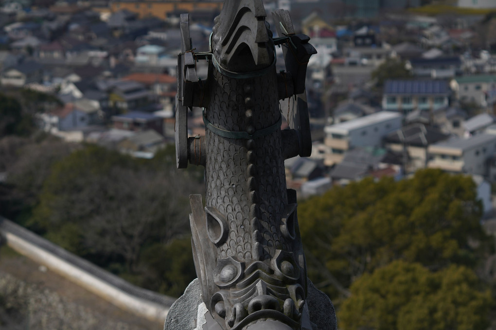 姫路城天守閣　軒先の鯱瓦