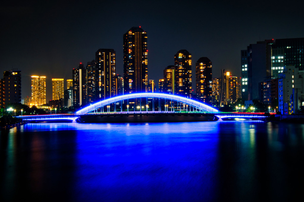 真夏の東京五輪ライトアップ＠2020オリンピック・隅田川大橋