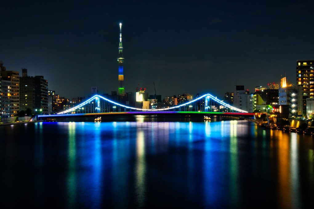 真夏の東京五輪ライトアップ＠2020オリンピック・隅田川大橋