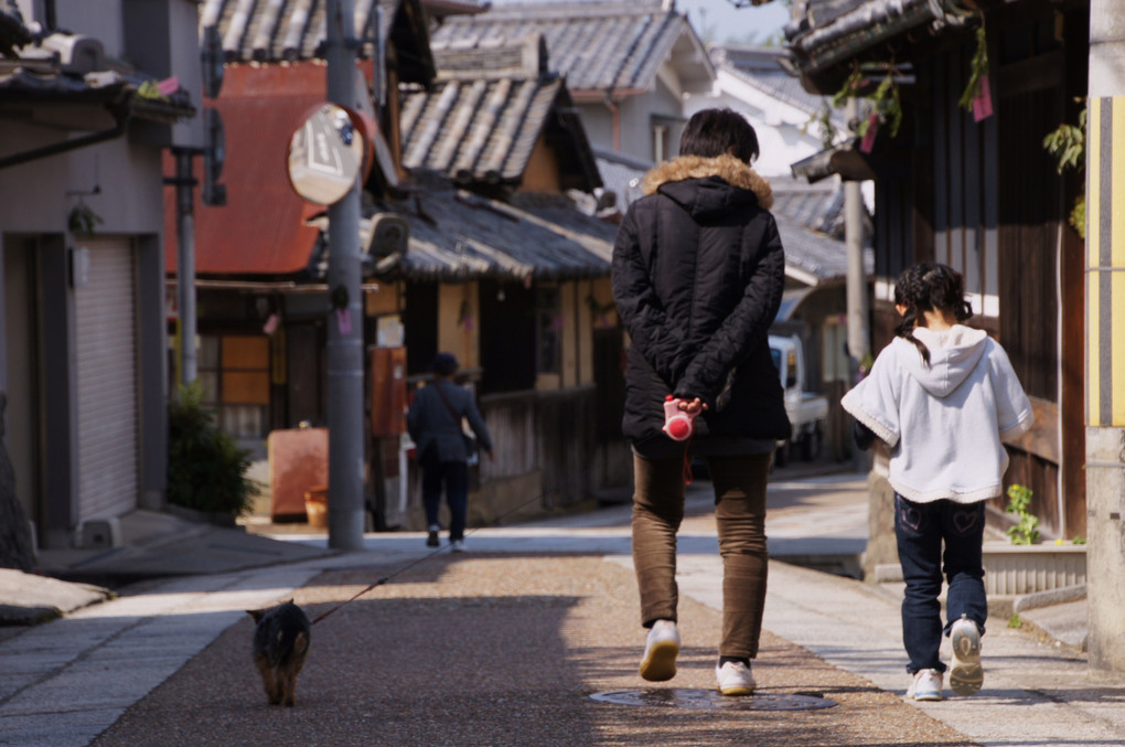 親子で散歩