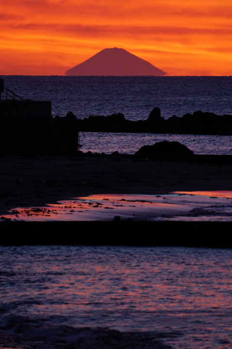 朝焼けの富士