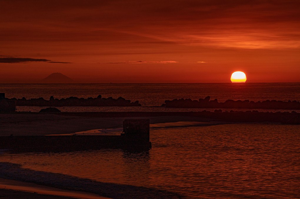 富士と朝陽