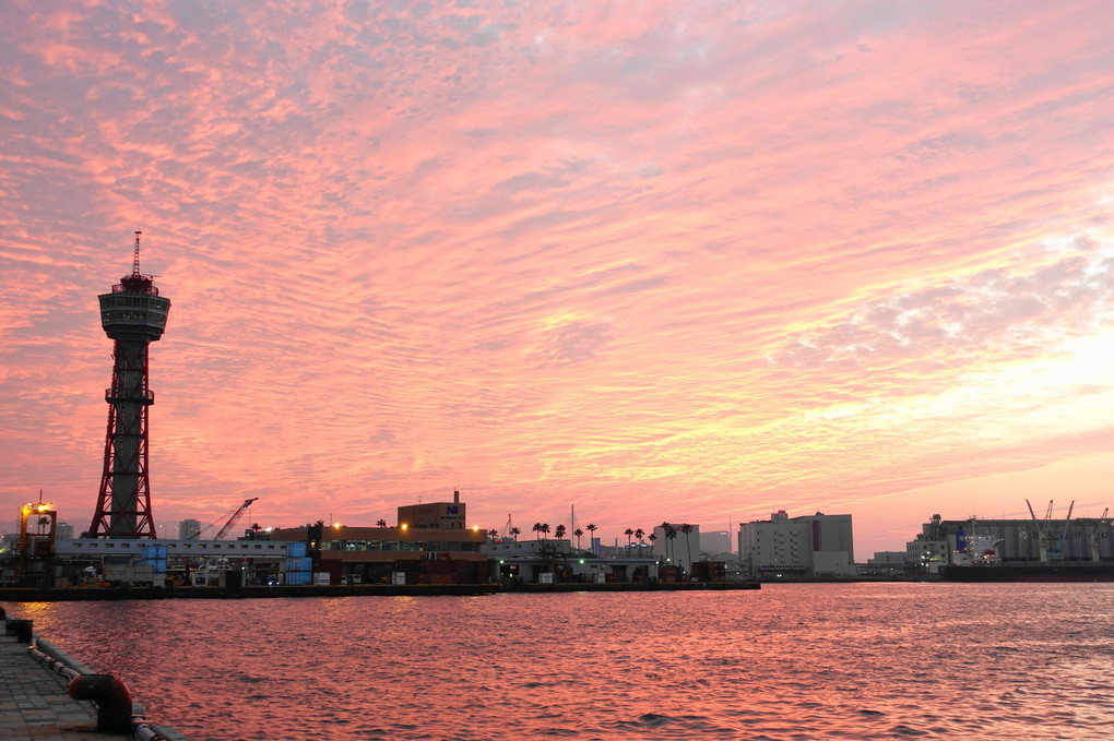 博多港の夕日