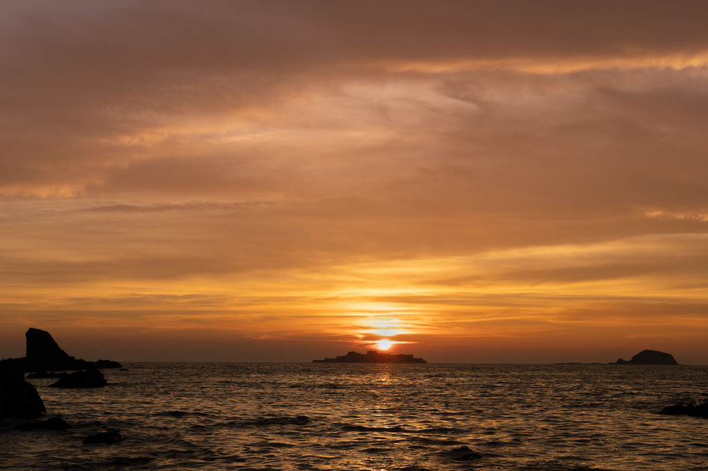 軍艦島の夕景