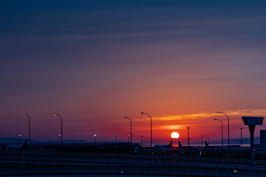 関西空港　日没