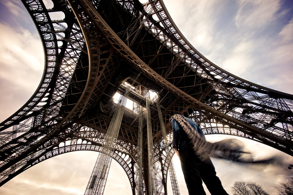 a man with effel tower
