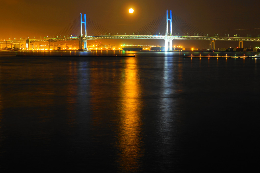 橋と満月