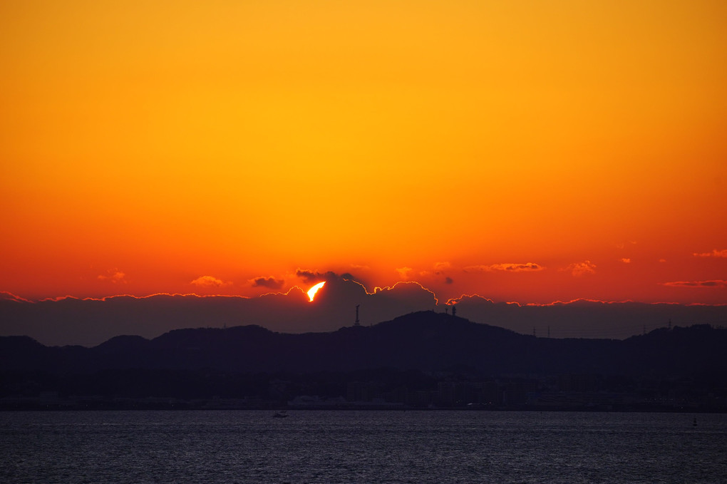 富津からの夕日