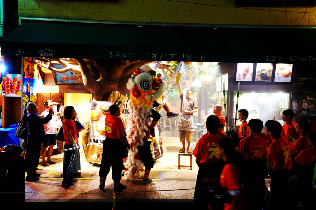 中国建国70周年イベントの獅子舞