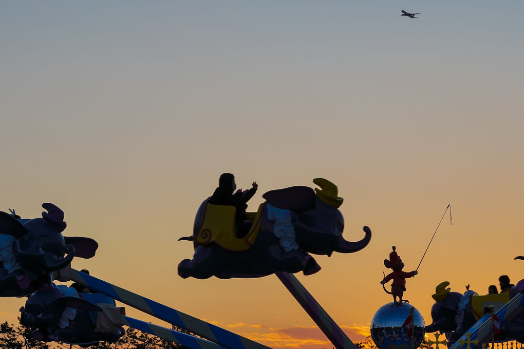 TDL 夕暮れとダンボと飛行機と・・・幸せそうな親子