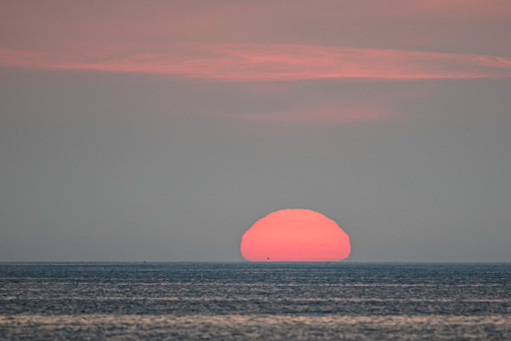 石狩湾に沈む夕陽