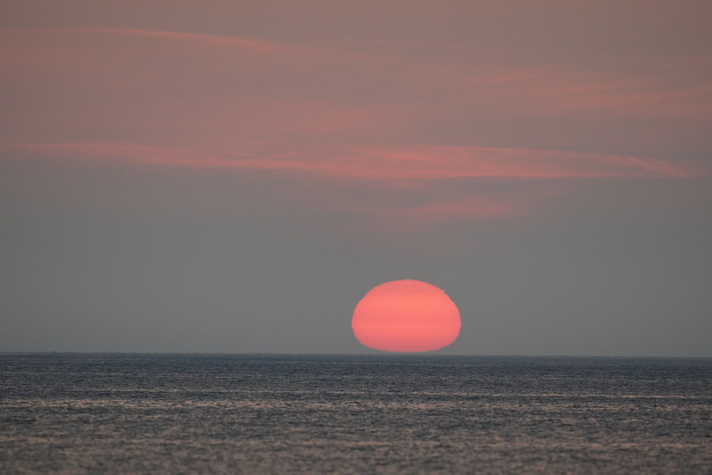 石狩湾に沈む夕陽