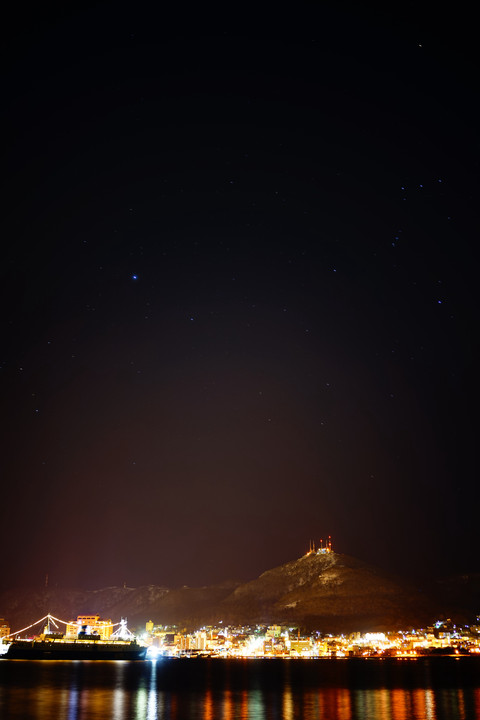 函館山と星空