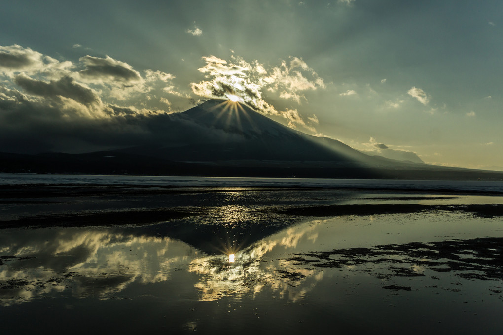 富士の日の出、日の入り