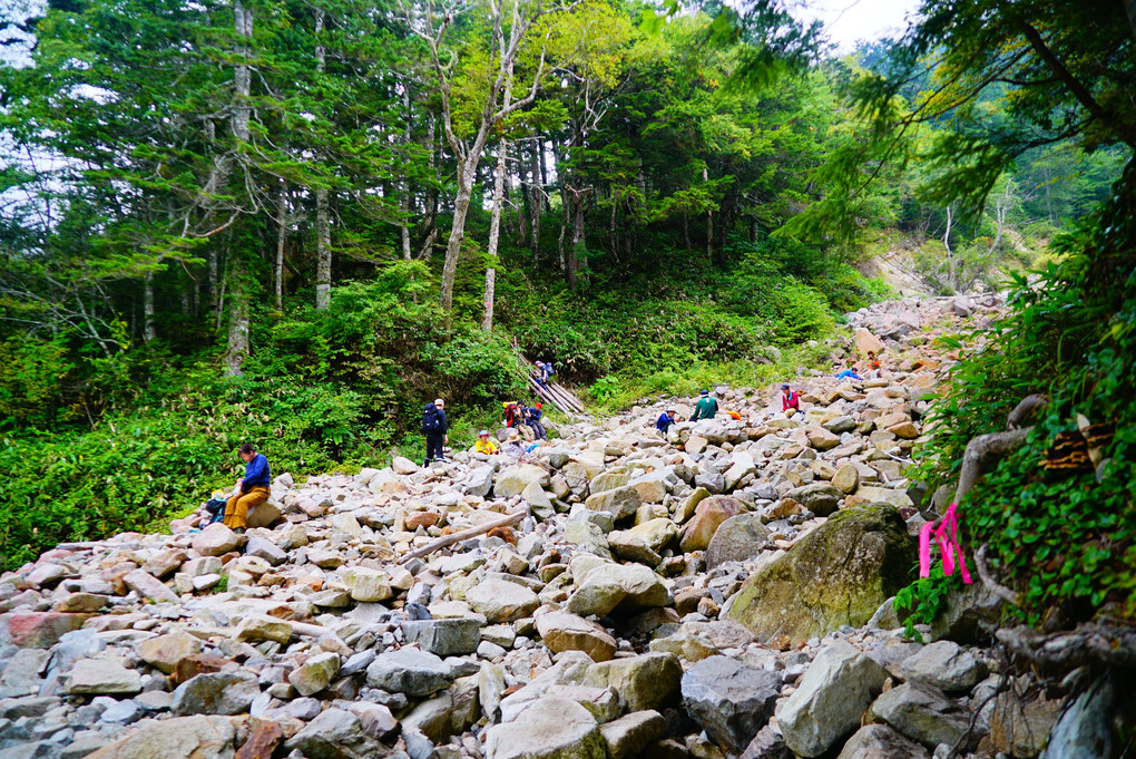 日本百名山　常念岳 　一ノ沢登山道　登りルート