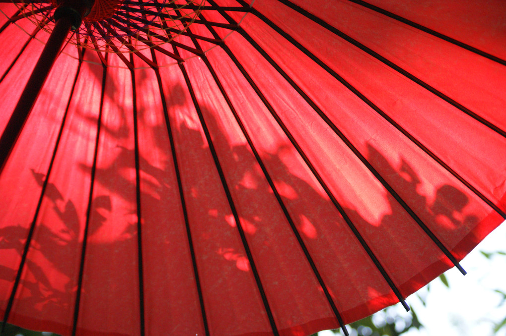 番傘で日よけ
