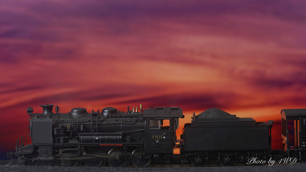 流し撮り　夜と夕の蒸気機関車