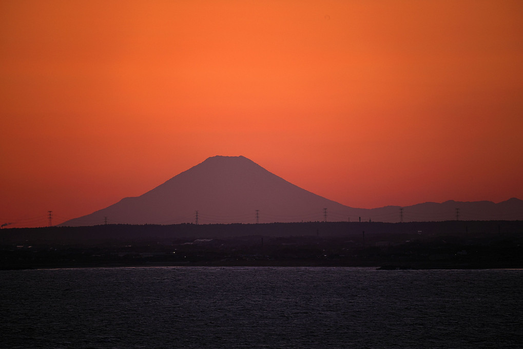 九十九里の最北端からの富士山