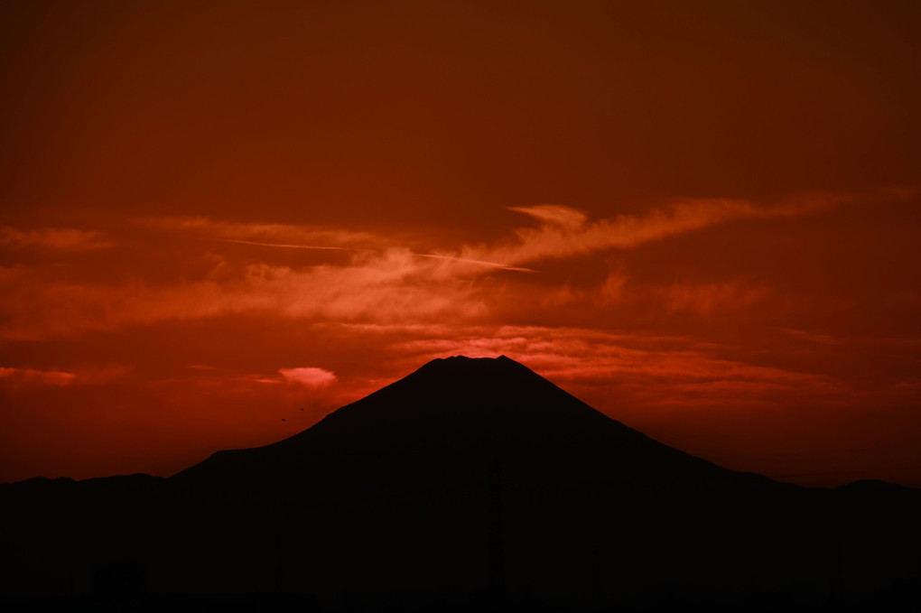 「夕焼け富士山」を、カシャッです。