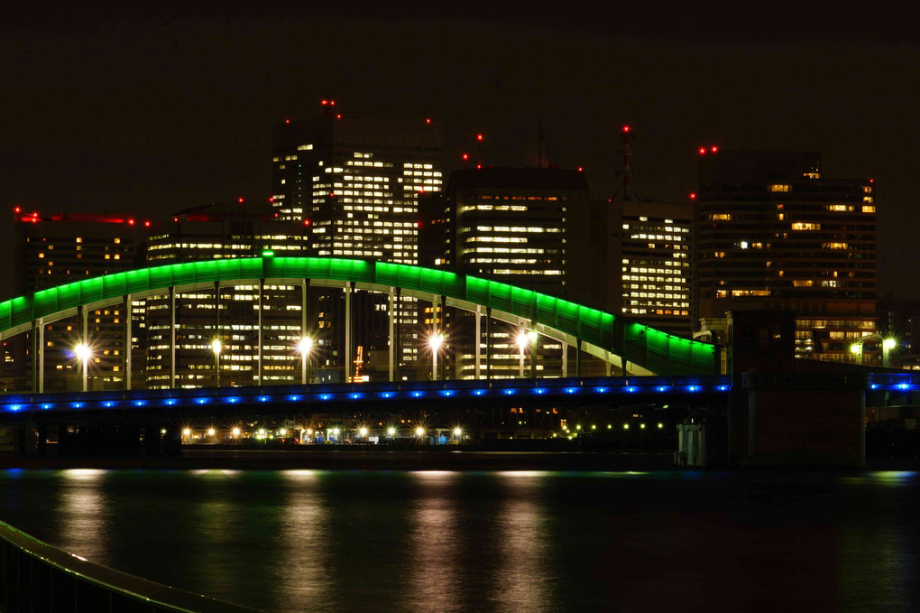 勝鬨橋(かちどきばし)＋築地市場の夜景