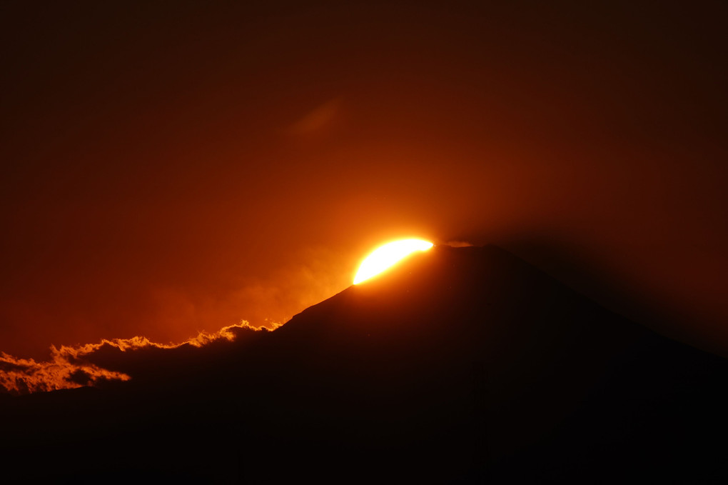 富士の背に、太陽が沈む頃