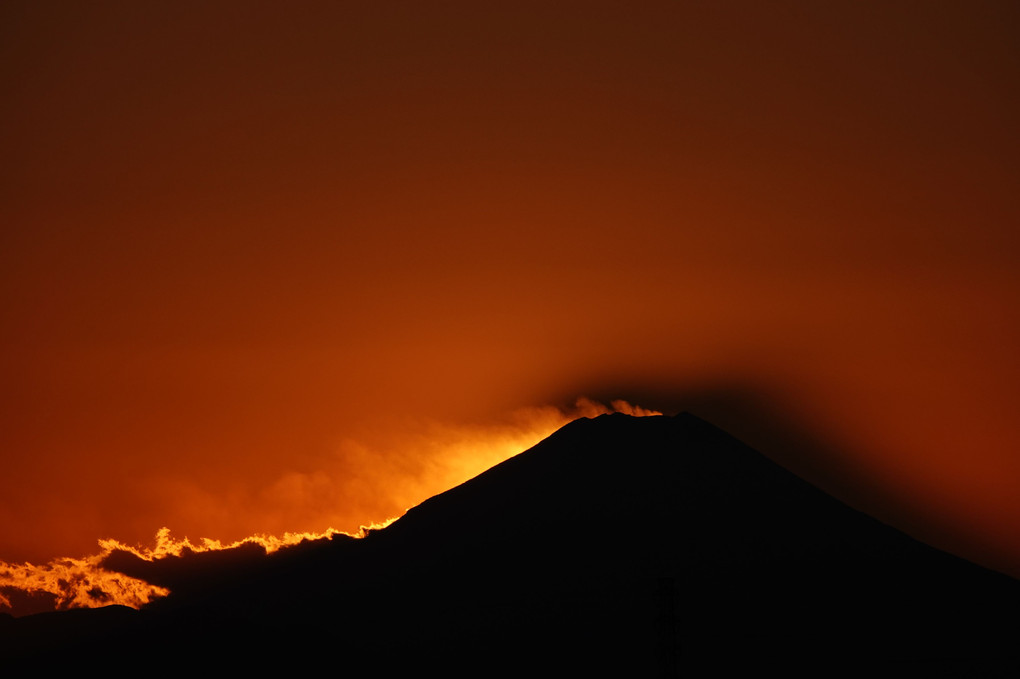 夕焼け富士山です。