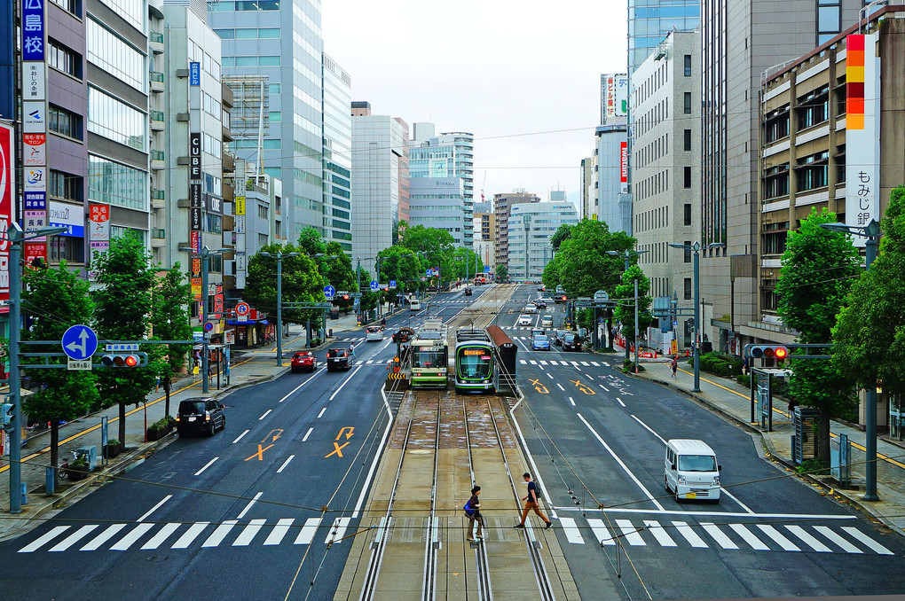 八丁堀を走る路面電車