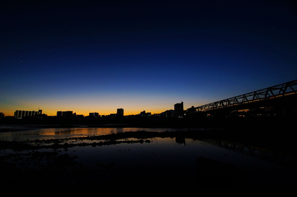 相模川夕景：小田急線：P2