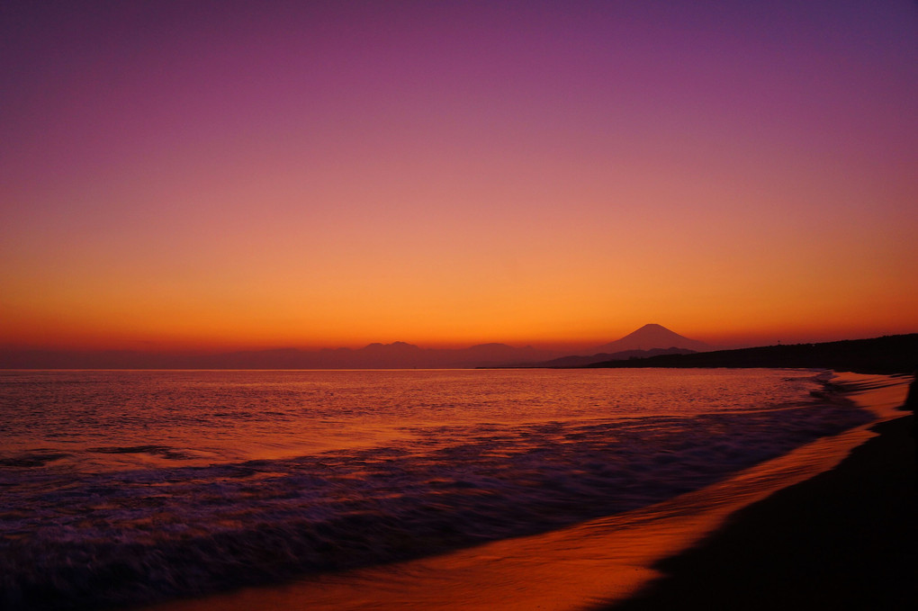 富士夕景：茅ヶ崎海岸