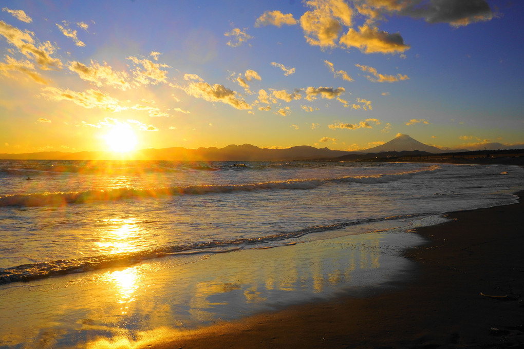 夕日を浴びて！：茅ヶ崎海岸