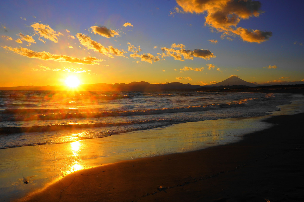 夕日を浴びて！：茅ヶ崎海岸